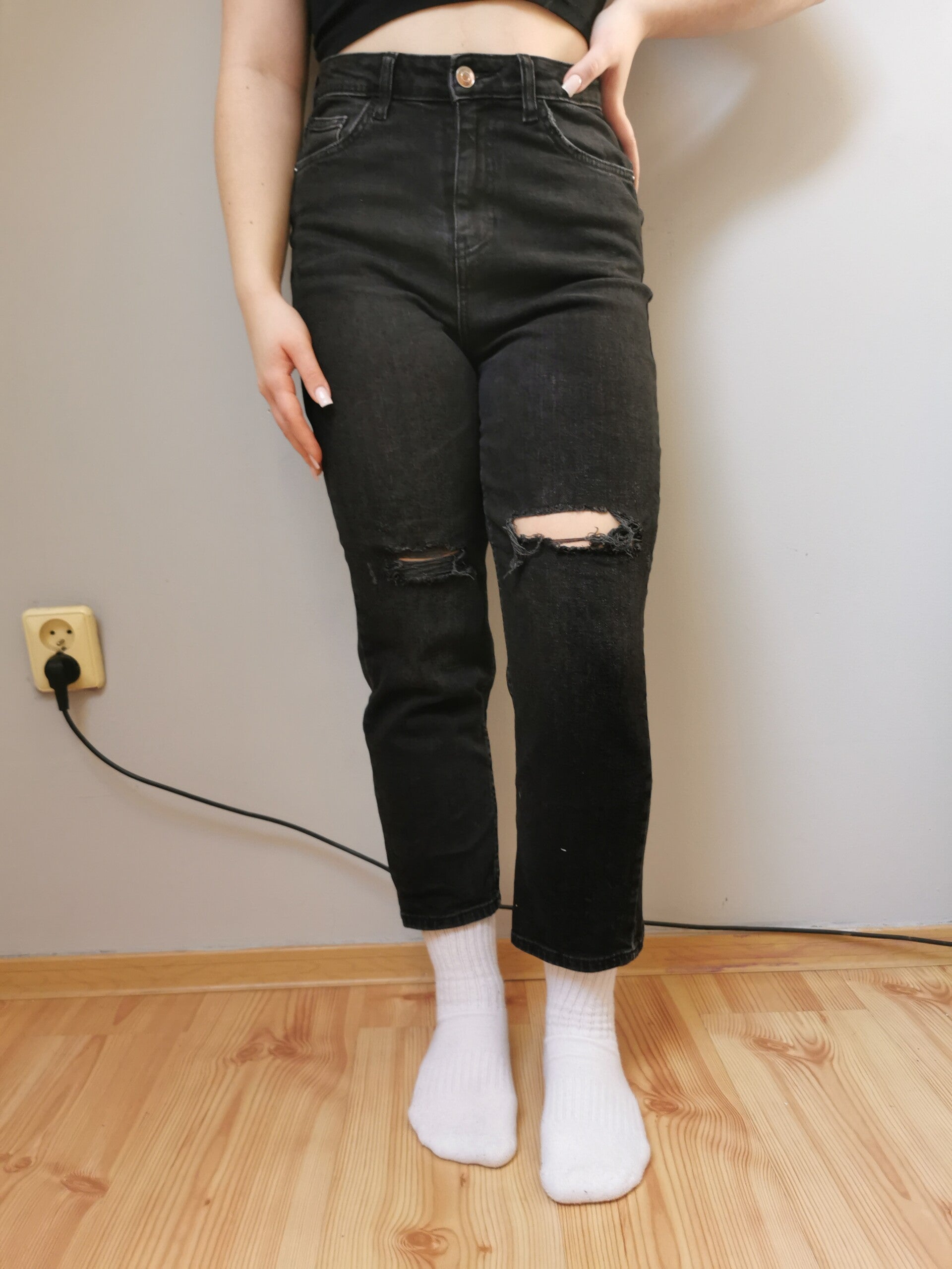 Jeansy Papaya denim r. 38 M kolor czarny wysoki stan