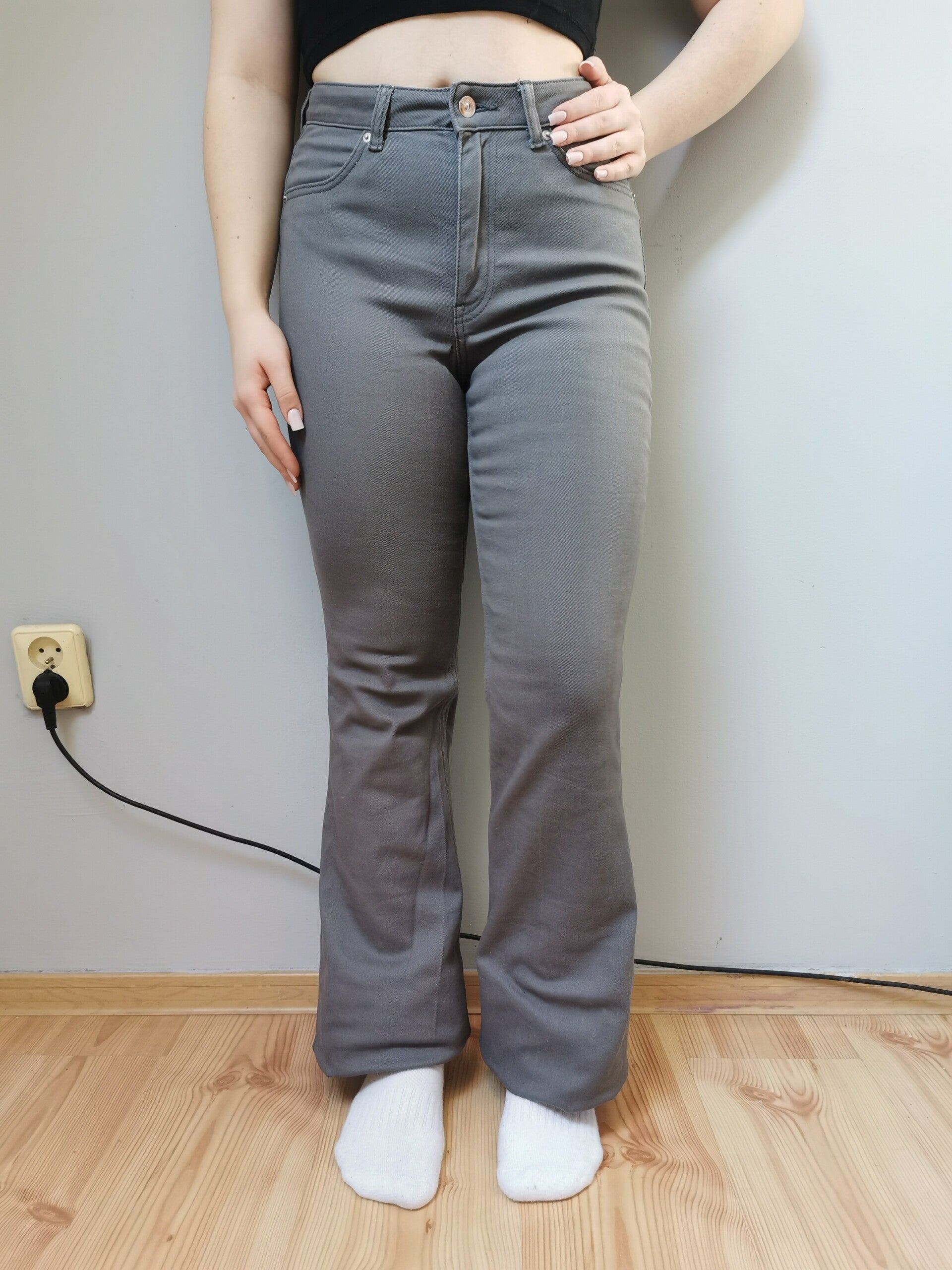 Jeansy H&M r. 38 M kolor szary wysoki stan szeroka nogawka