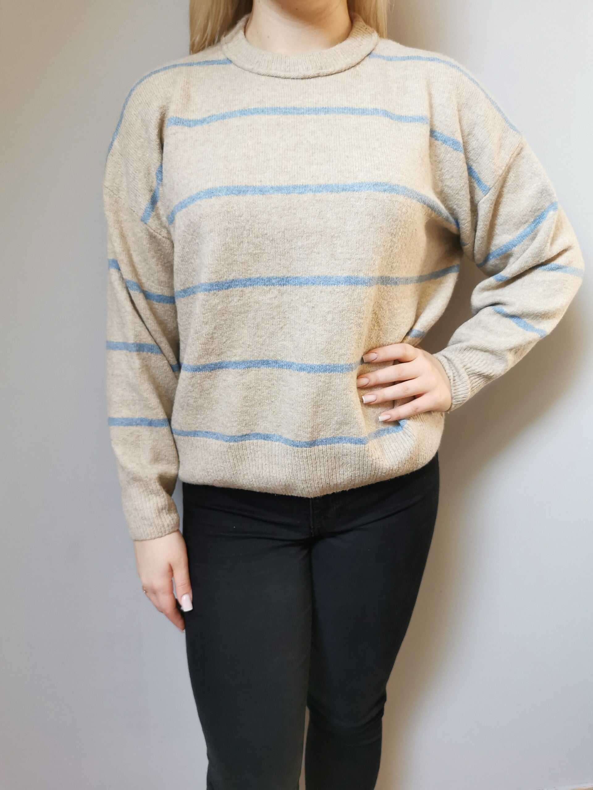 Sweter wciągany Sinsay r. 36 S kolor szary niebieski