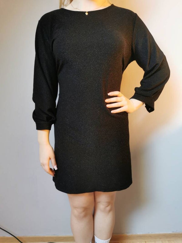 Sukienka mini wiązana w talii r. 38 M Made in Italy kolor czarny brokat