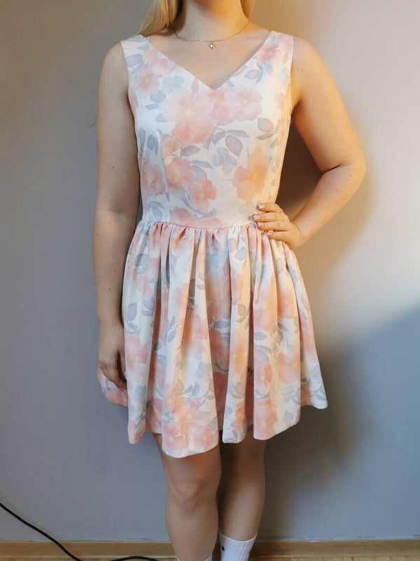 Sukienka mini r. 40 L Forti kolor kremowy pudrowy róż