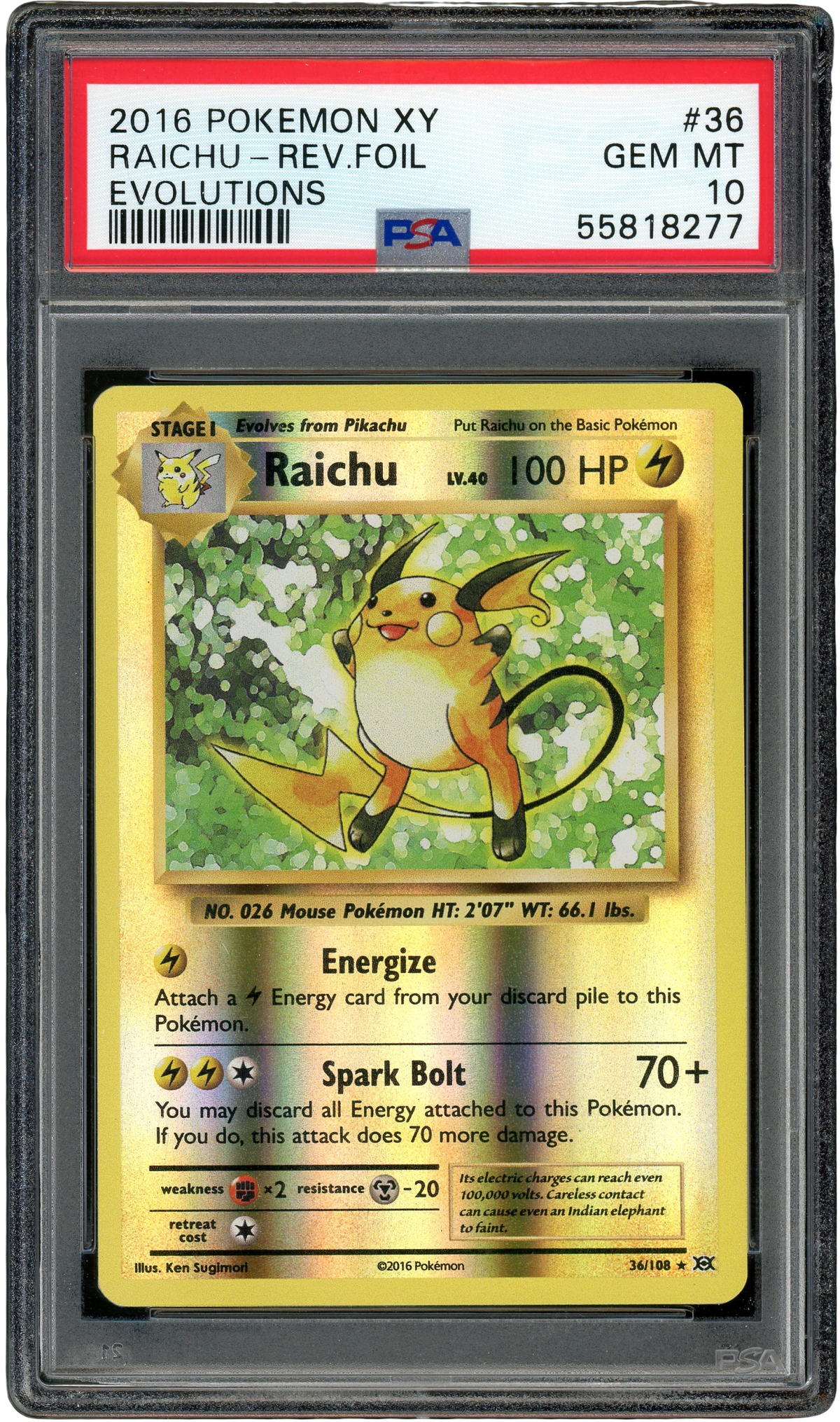 PSA 10 RAICHU - REV FOIL EVOLUTIONS
