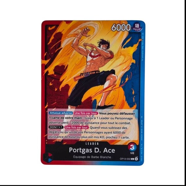 Portgas D. Ace – Carte One Piece TCG – Leader OP13 – 002/129 – Version Française 🇫🇷