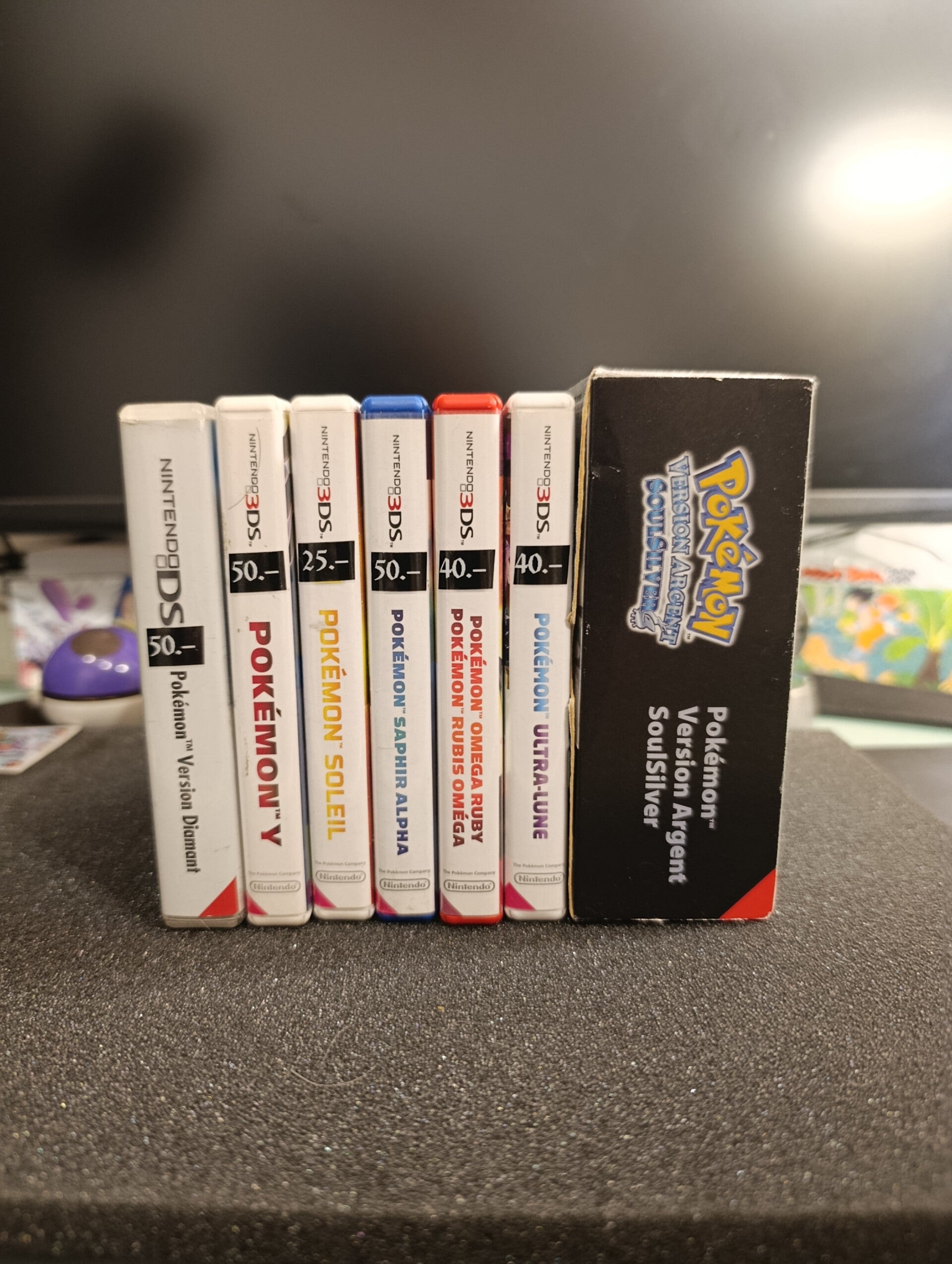 Lot 7 Jeux Pokémon DS & 3DS – Soleil / Ultra Lune / Saphir Alpha / Rubis Omega / Diamant / Y / Argent  SoulSilver – Français
