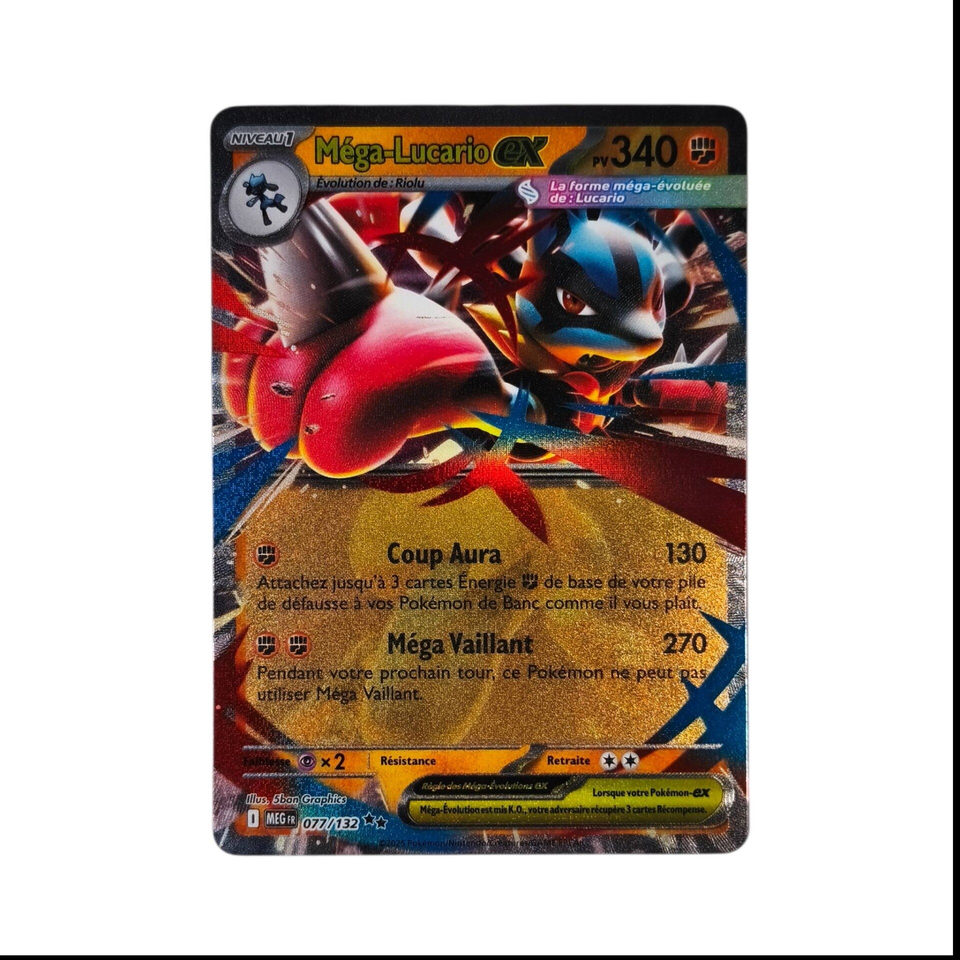 Méga-Lucario EX 077/132 (MEGA) – ME01 Méga-Évolution – Pokémon – Carte Française 🇫🇷