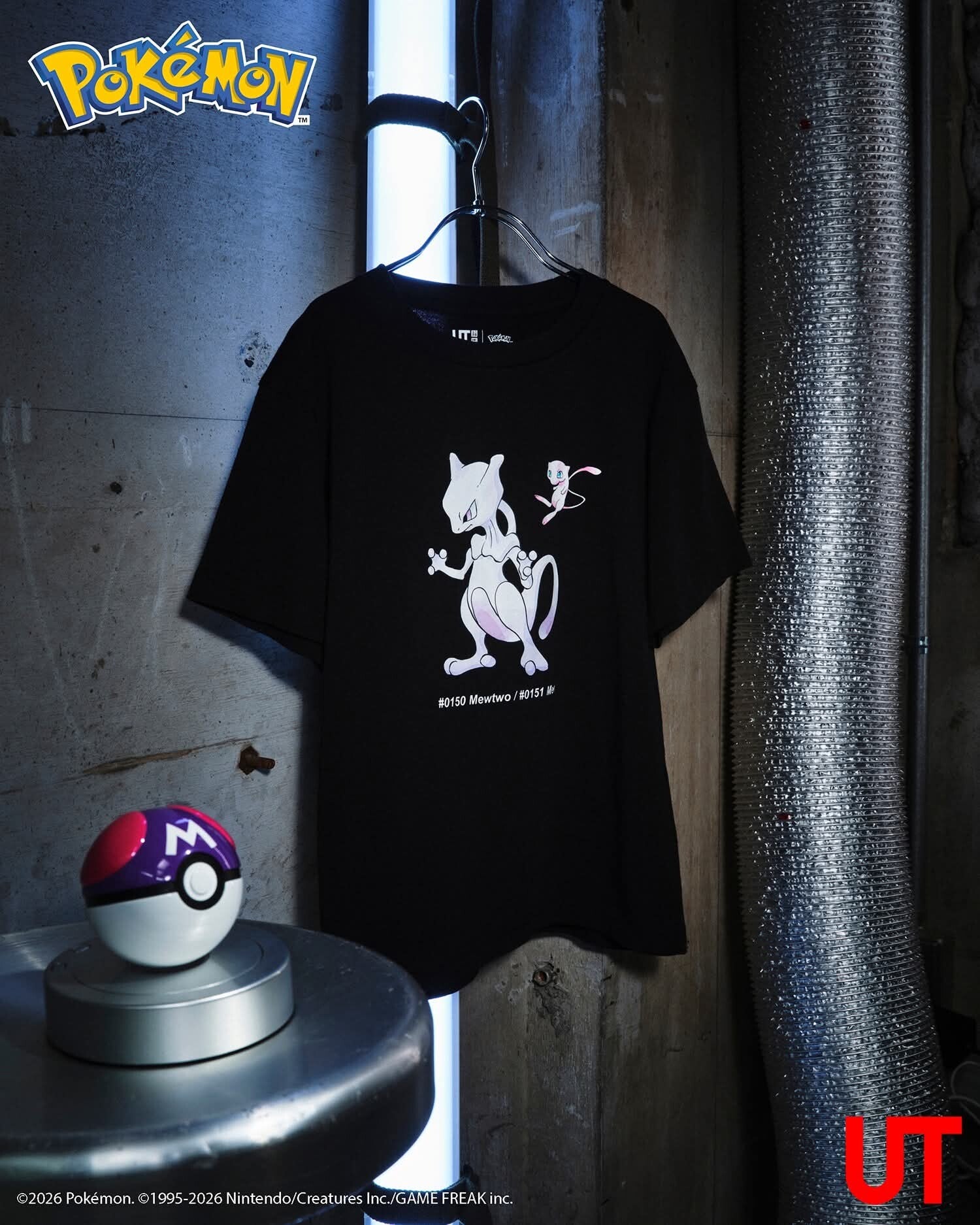 T-shirt Pokémon 30th Anniversary Mewtwo & Mew – UNIQLO UT – Noir
