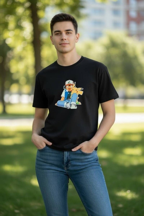 T-Shirt Pokémon Sacha & Pikachu Oversize – Tee Culture Officiel