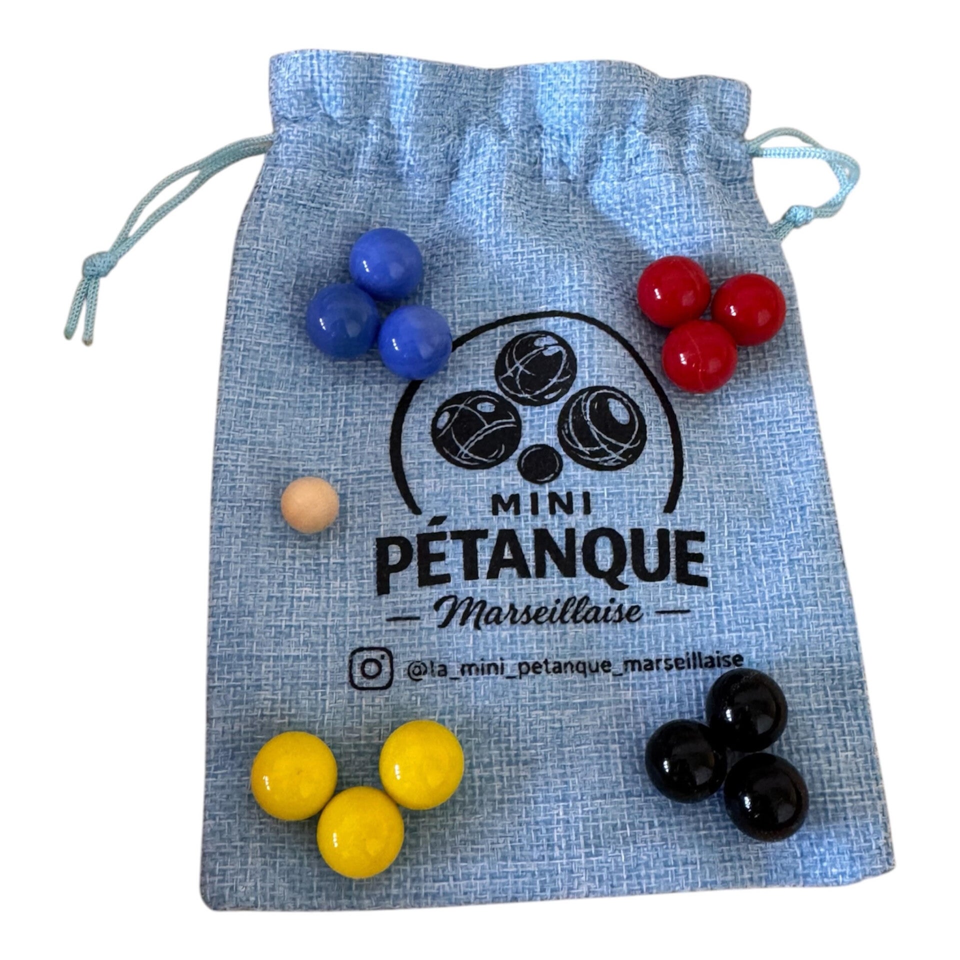 Sac de 4 triplettes + un cochonet en bois