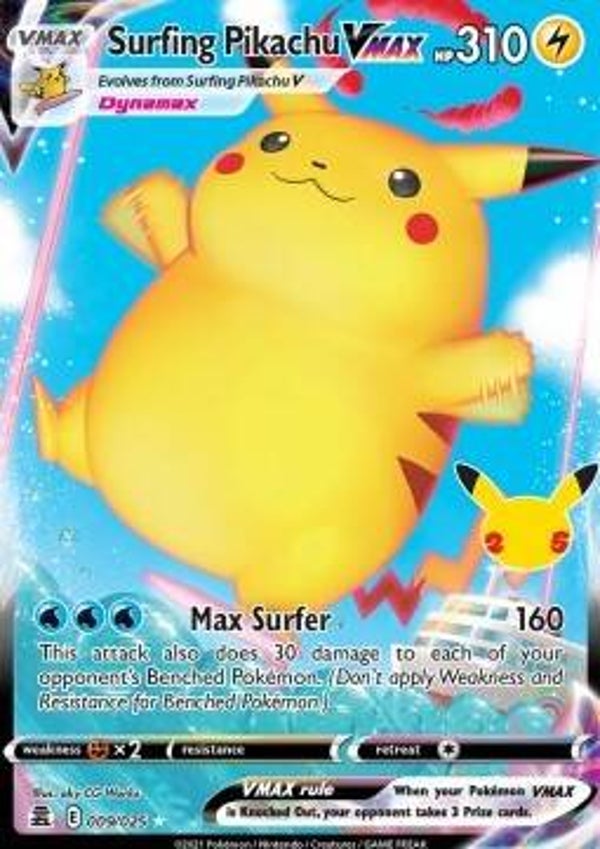 Chase Card - Surfing Pikachu 9 - Celebrations
