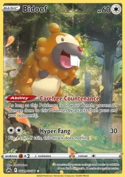 Chase Card - Bidoof gg29 -  Crown Zenith