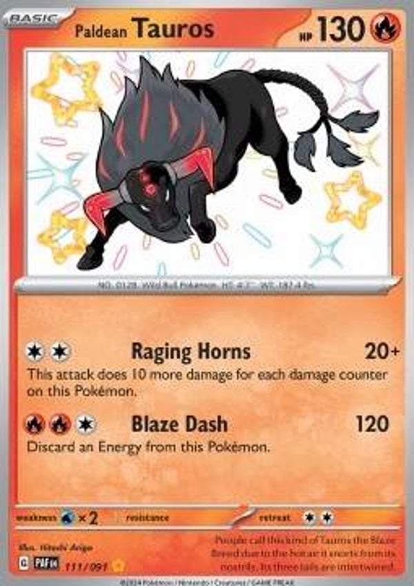 Chase Card - Paldean Tauros 111 - Paldean Fates