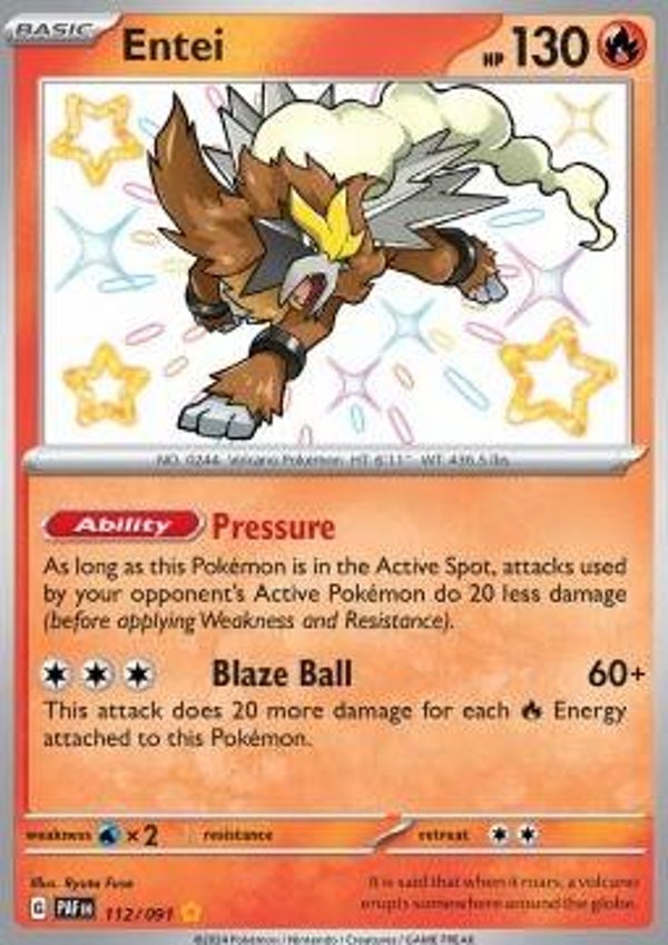 Chase Card - Entei 112 - Paldean Fates