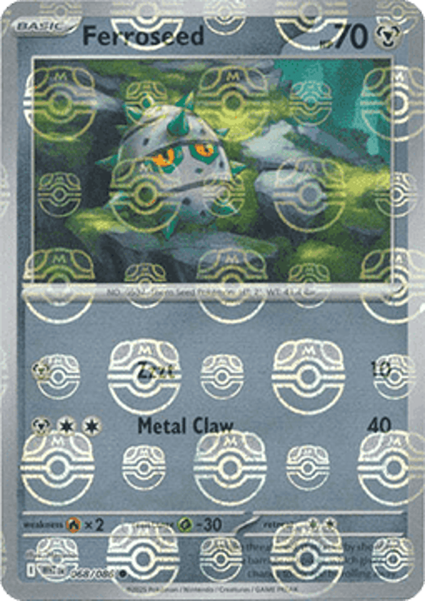 Chase Card - Ferroseed 068 MASTERBALL - White Flare