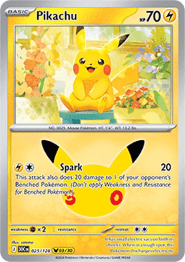 Chase Card - Pikachu 25 - 30th Celebration 3/30