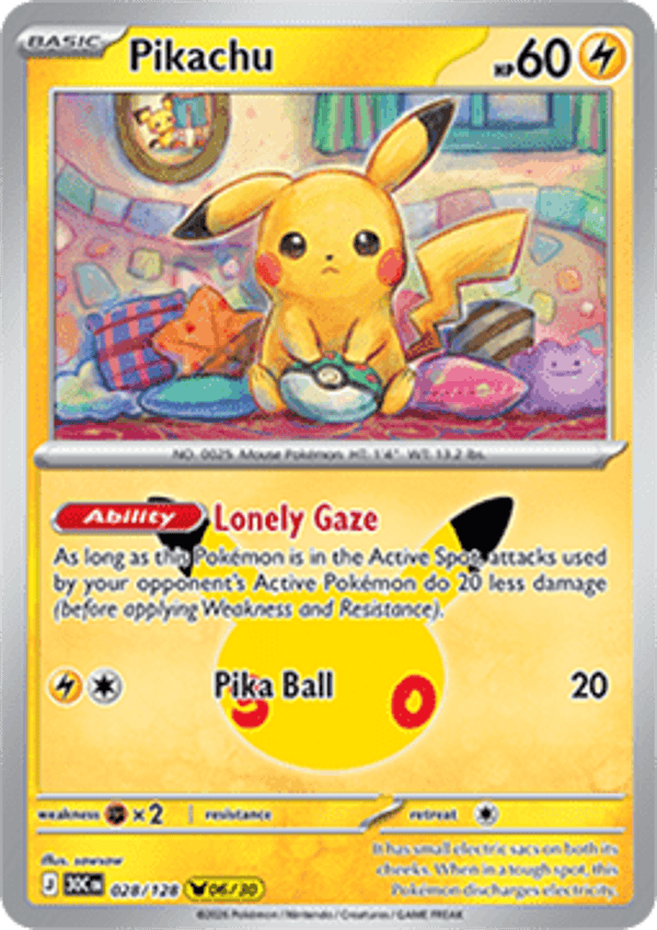 Chase Card - Pikachu 28 - 30th Celebration 6/30