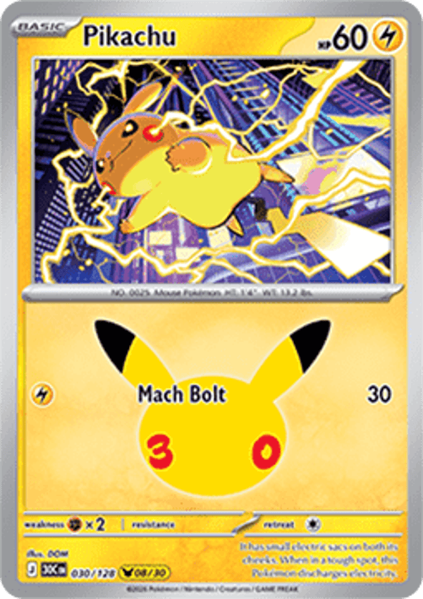 Chase Card - Pikachu 30 - 30th Celebration 8/30