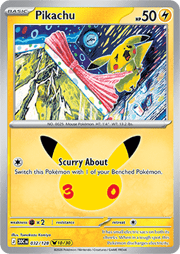 Chase Card - Pikachu 32 - 30th Celebration 10/30