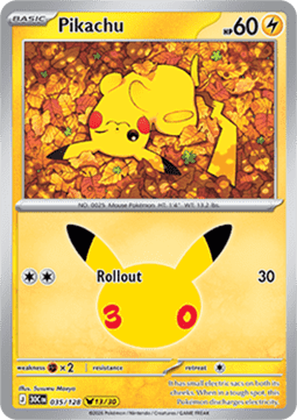 Chase Card - Pikachu 35 - 30th Celebration 13/30