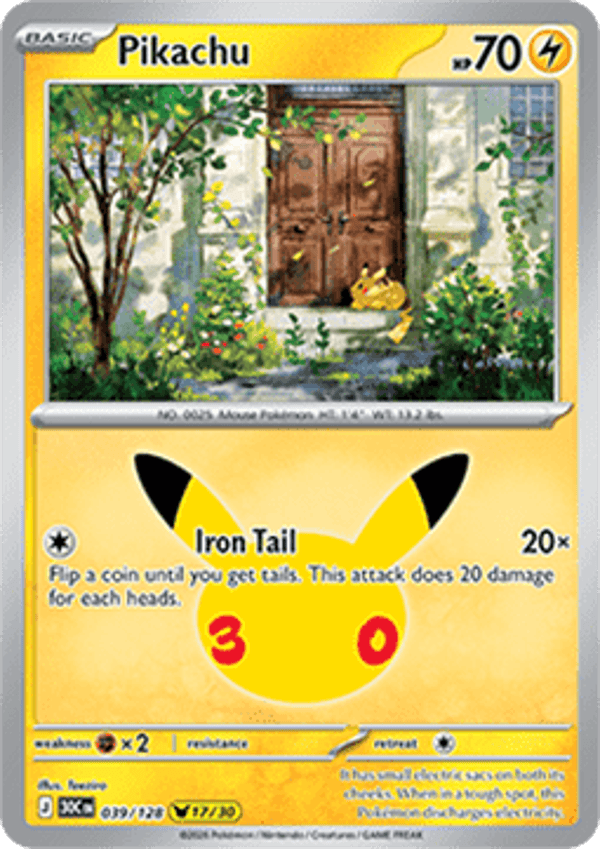 Chase Card - Pikachu 39 - 30th Celebration 17/30