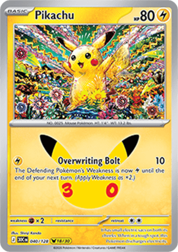 Chase Card - Pikachu 40 - 30th Celebration 18/30