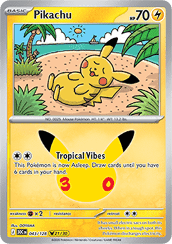 Chase Card - Pikachu 43 - 30th Celebration 21/30