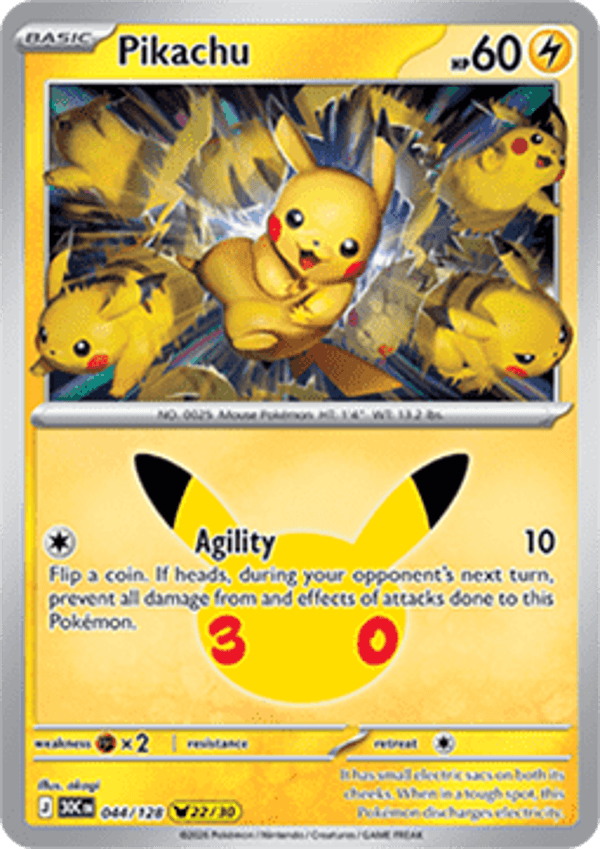 Chase Card - Pikachu 44 - 30th Celebration 22/30