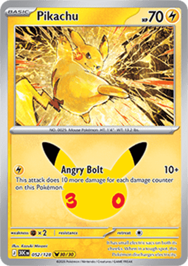 Chase Card - Pikachu 52 - 30th Celebration 30/30