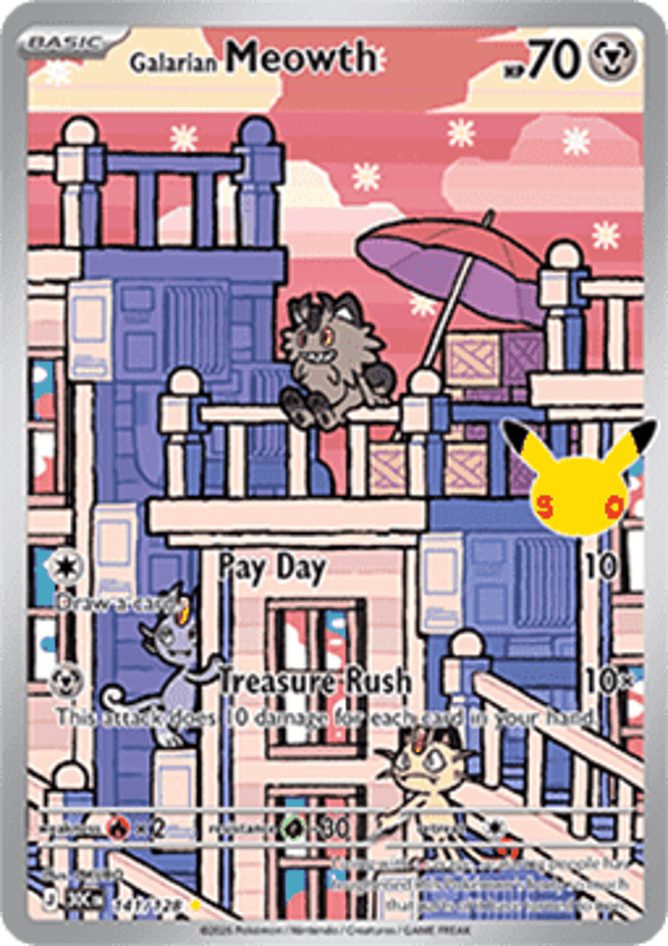 Chase Card - Galarian Meowth 141 - 30th Celebration