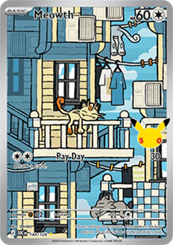 Chase Card - Meowth 144 - 30th Celebration