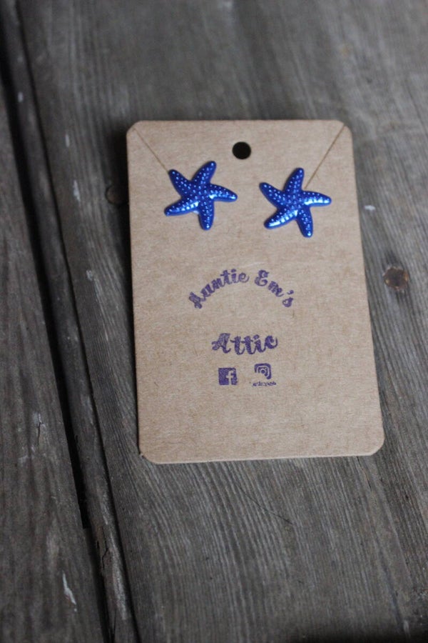 Blue Star fish earrings (105C)
