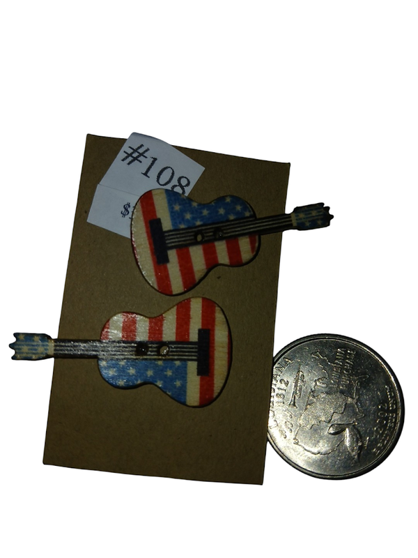 USA wooden buttons earrings