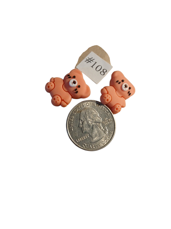 Pink Teddy bear post earrings (149c)