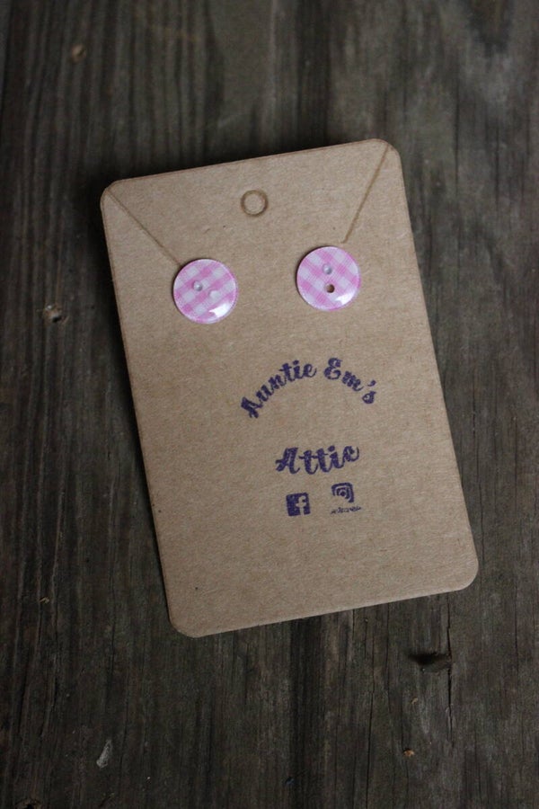 Pink button earrings (15605-3c)