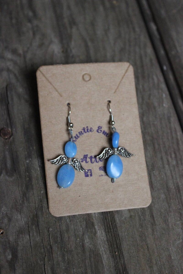 Pearl Blue Angel earrings(15645-3c)