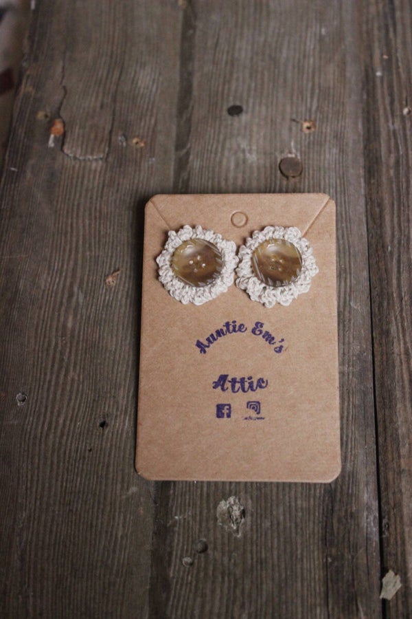 Crocheted button earrings ( 15647)