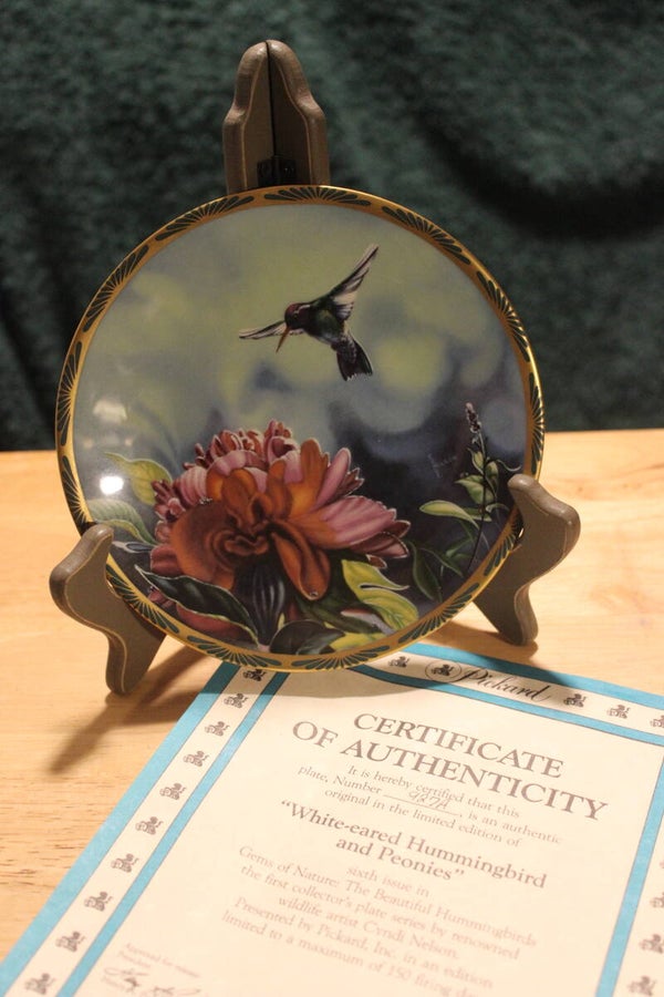 White ear hummingbird collector plate