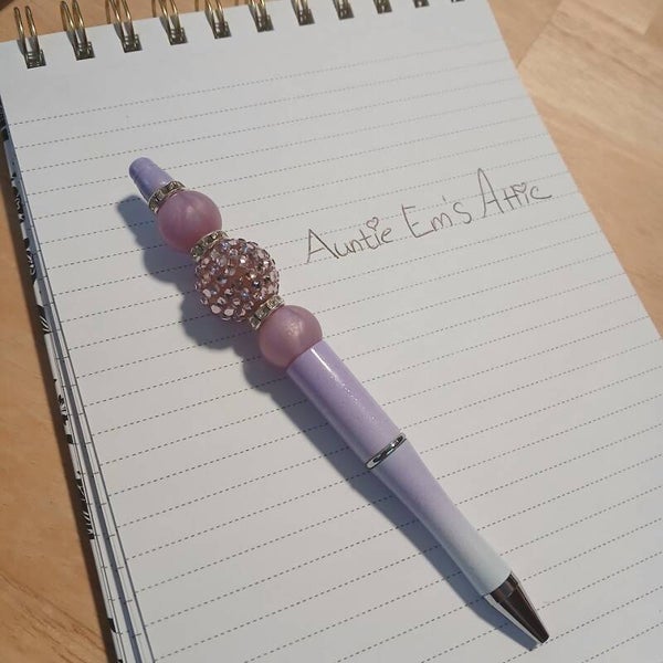 Purple Glitter ball beaded pen (2811)