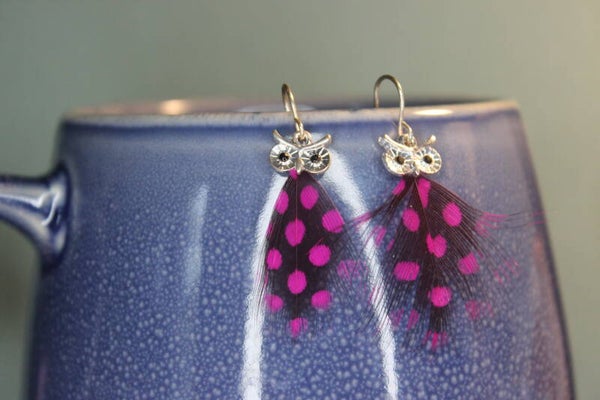 Feather owl Earrings (22c)