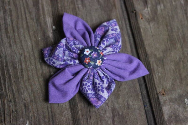 Purple Flowers hair barrette (253)