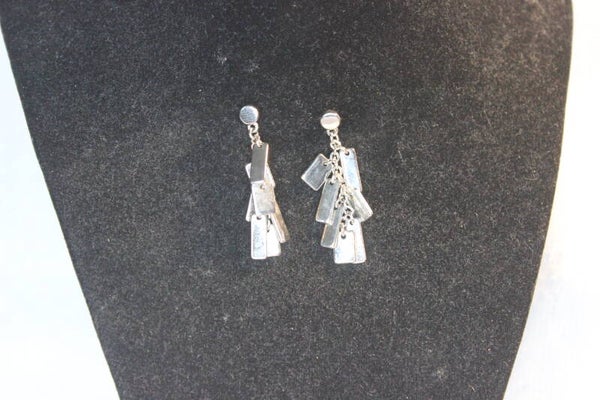 Silver Dangle square earrings (28c)