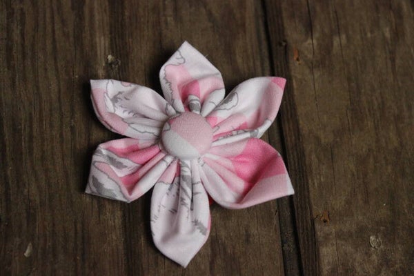 Bunny pink Flower barrette   (343)