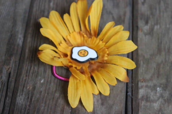 Flower eye pony tail tie  (402)