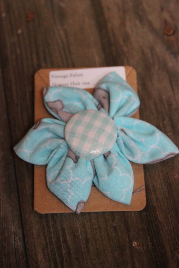 Gingham elephant hair barrette (43635)