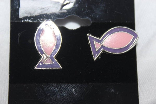 Purple & pink fish earrings  (FE4692)