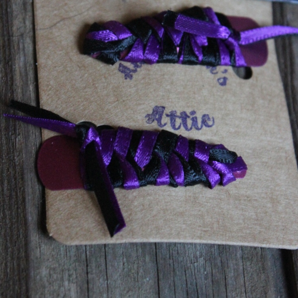 Purple and black  snap Barrette    (346)