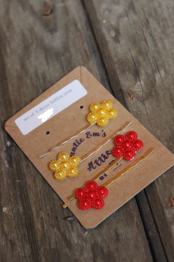 Yellow and red Hair pins   (56294)