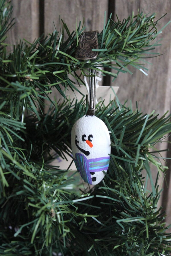 Blue snowman spoon ornament (0040)