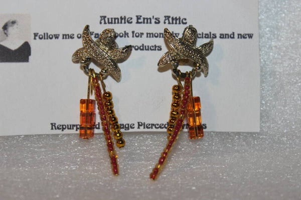 Orange metal earrings