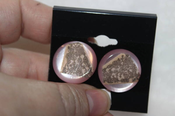 Pink  button earrings  (PLT)