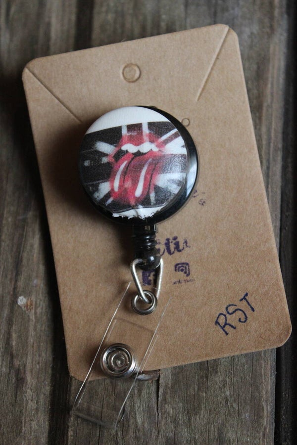 Rolling stone name badge holder   (rst)